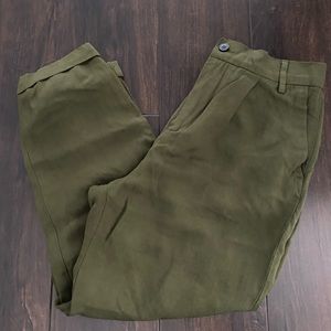 ZARA cuffed ankle army green trouser pants